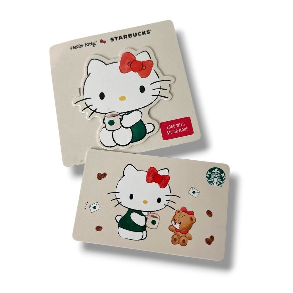 (2) STARBUCKS GIFT CARD 2025 HELLO KITTY BRAND NEW PACKARD CARDS *NO BALANCE*